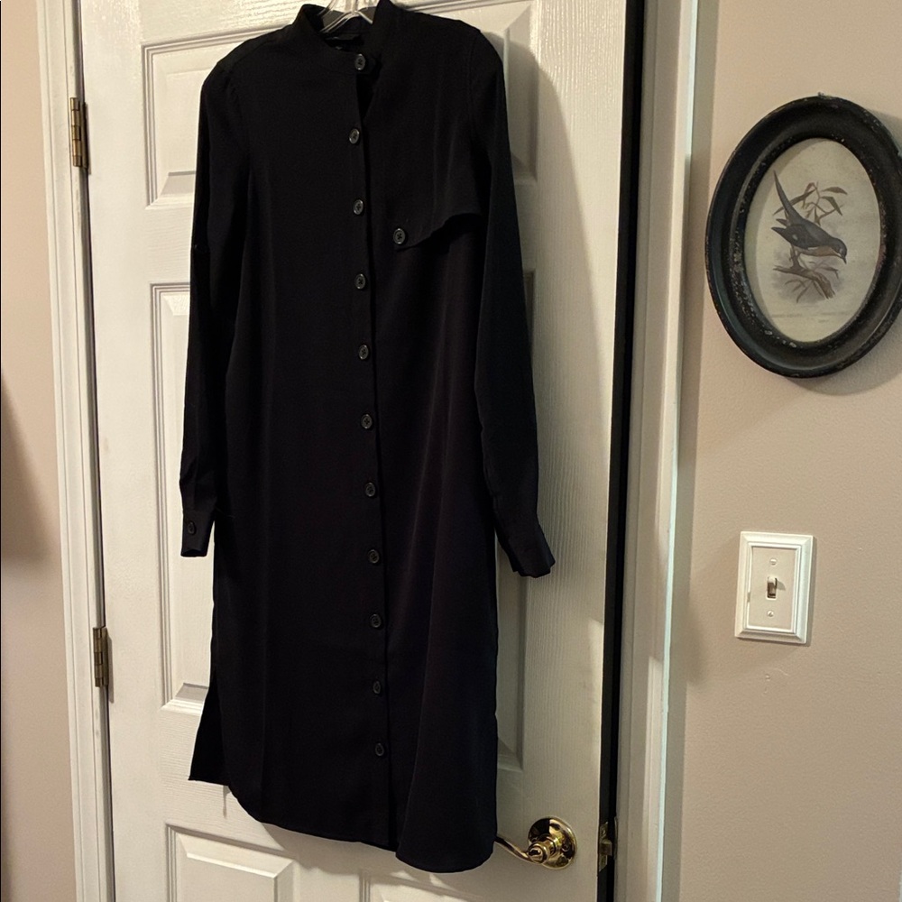 Who What Wear Black Long-Sleeve Button Midi Dress